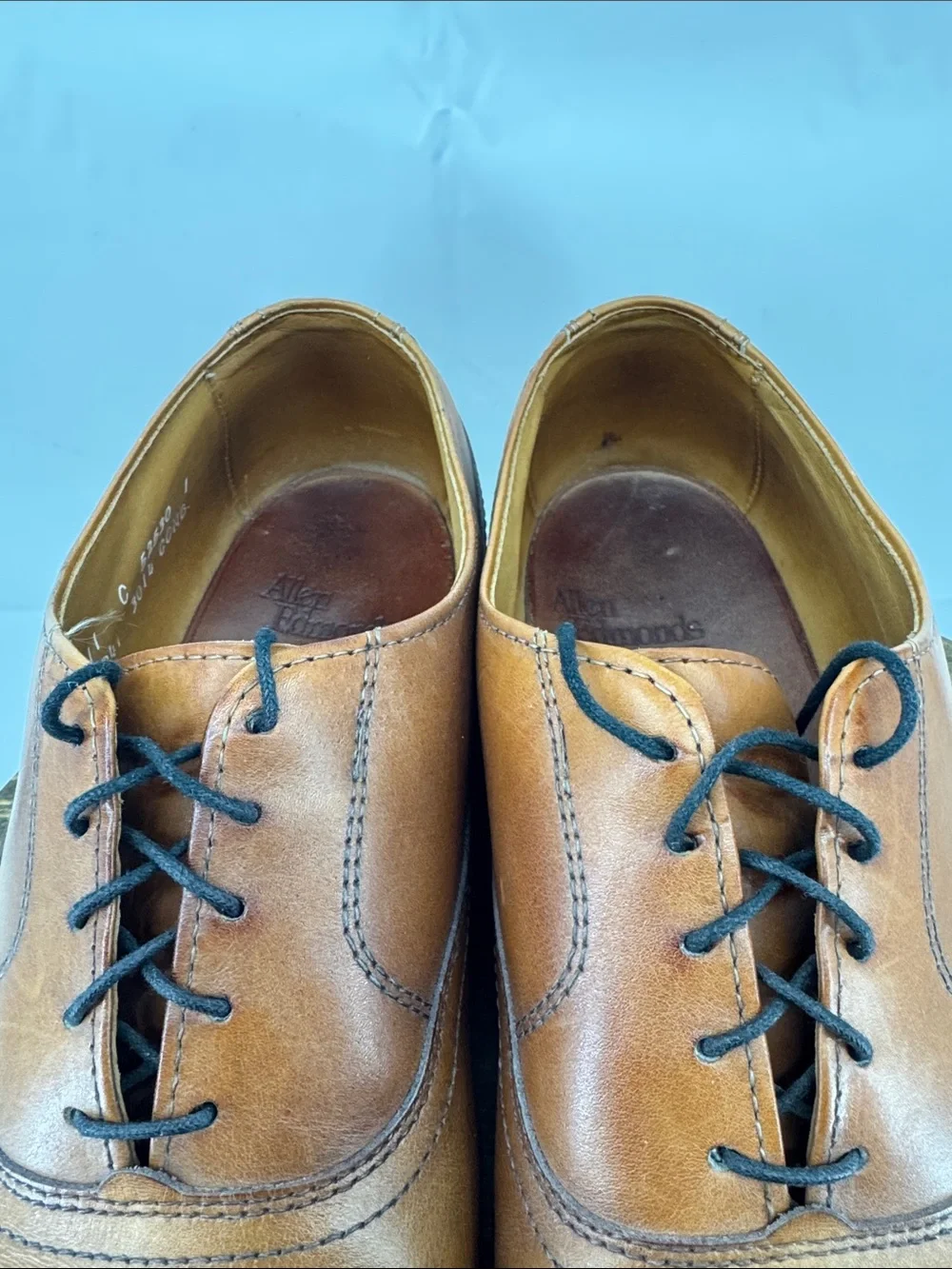 Allen Edmonds Mens Brookwood Leather Cap Toe Dress Shoes in Cognac, sz 11